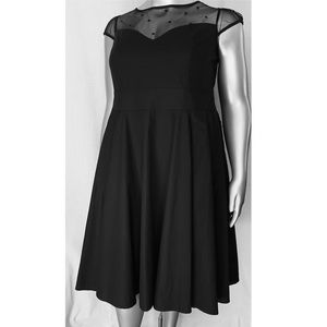 eShakti Black Fit&Flare Illusion Dress 1X